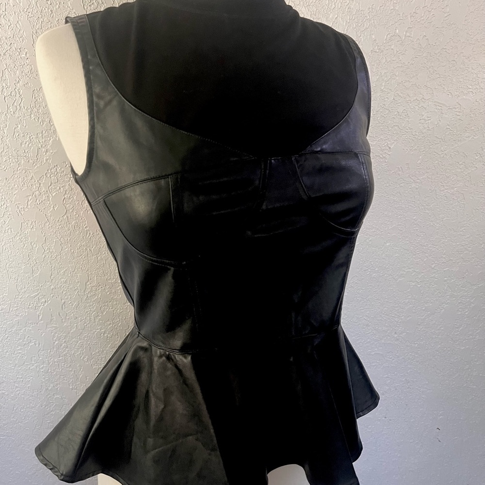 Black Sleeveless Peplum Top